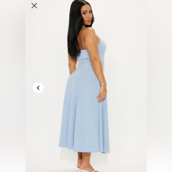 Fashion Nova Light Blue Halter Midi Dress - Picture 3 of 3
